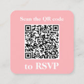 Rosa Foto QR Code Runde Ecken RSVP Karte (Rückseite)