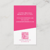 Rosa Foto QR Code Vertikal Visitenkarte (Rückseite)