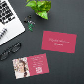 Rosa Foto qr elegant Visitenkarte