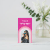 Rosa Foto-QR-Logo für Social Media Visitenkarte (Stehend Vorderseite)