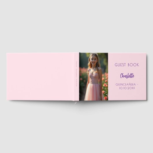 Rosa Foto Quinceanera Gästebuch (Voll)