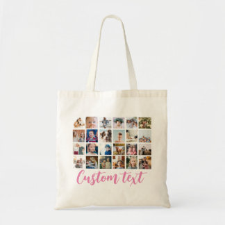 Rosa Foto Raster Foto Collage Name Tote Bag Tragetasche