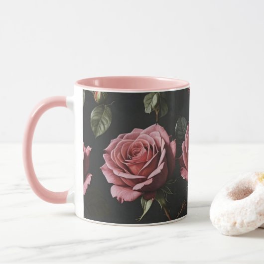 Rosa Foto realistische Rose Tasse (Mit Donut)