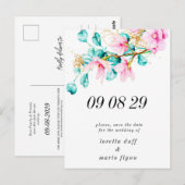 Rosa Foto Save the Date Postkarte (Vorne/Hinten)