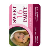 Rosa Foto Sweet 16 Party Einladungen Flat Magnet (Vertikal)