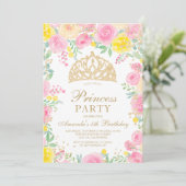 Rosa Foto Tiara Princess Party Einladung (Stehend Vorderseite)
