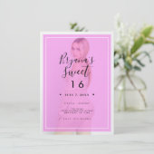Rosa Foto Tint Overlay 2 Modernes Minimal Sweet 16 Einladung (Stehend Vorderseite)