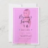 Rosa Foto Tint Overlay 2 Modernes Minimal Sweet 16 Einladung (Vorderseite)