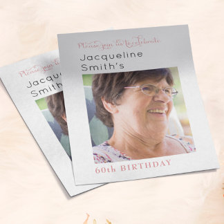 Rosa Foto zum Geburtstag Einladung Flyer