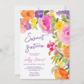 Rosa Fotos mit Blütenfarbe Süß 16 Einladung (Vorderseite)