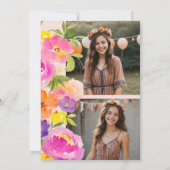 Rosa Fotos mit Blütenfarbe Süß 16 Einladung (Rückseite)