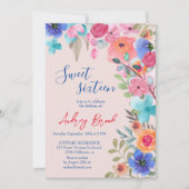 Rosa Fotos mit Blütenfarbe Süß 16 Einladung (Vorderseite)