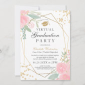 Rosa Fotos mit geblümtem Goldrahmen, virtueller Ab Einladung (Vorderseite)