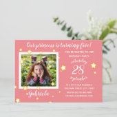 Rosa Fotovorlage - Einladung zum Geburtstag (Stehend Vorderseite)