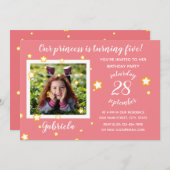 Rosa Fotovorlage - Einladung zum Geburtstag (Vorne/Hinten)