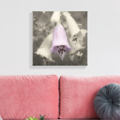 Rosa Foxglove Blume Schwarz-Weiß Teilfarbe Leinwanddruck (Insitu (Wohnzimmer))