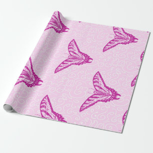 Rosa Frack Schmetterlingspapier. Geschenkpapier