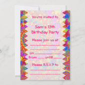 Rosa Fraktal Geburtstag Einladung (Rückseite)