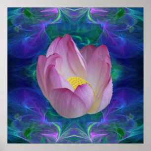 Rosa Fraktal Lotus Blume Poster