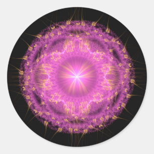 Rosa Fraktal Mandala Runder Aufkleber
