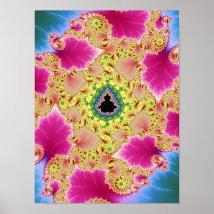 Rosa Fraktal Mandelbrot Spirale Lebendig Abstrakt Poster