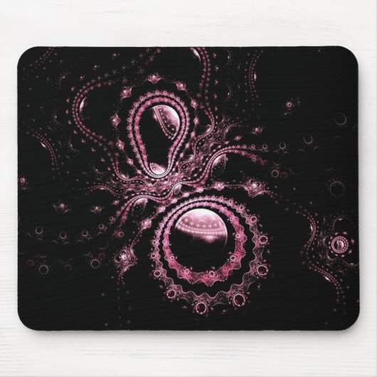 Rosa Fraktal-Planeten Mousepad (Vorne)