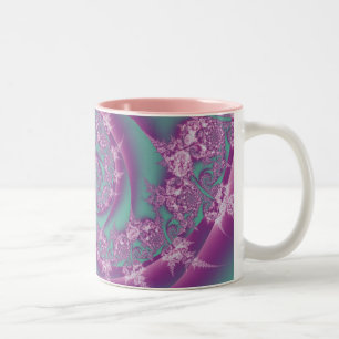 Rosa Fraktal Swirl Zweifarbige Tasse