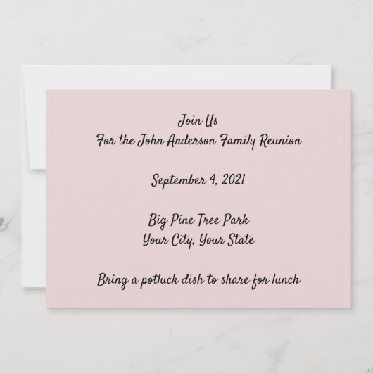 Rosa Fraktal Tree 3 Generation Family Wiedersehen Einladung (Rückseite)