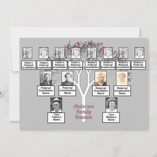 Rosa Fraktal Tree 3 Generation Family Wiedersehen  Einladung (Vorderseite)