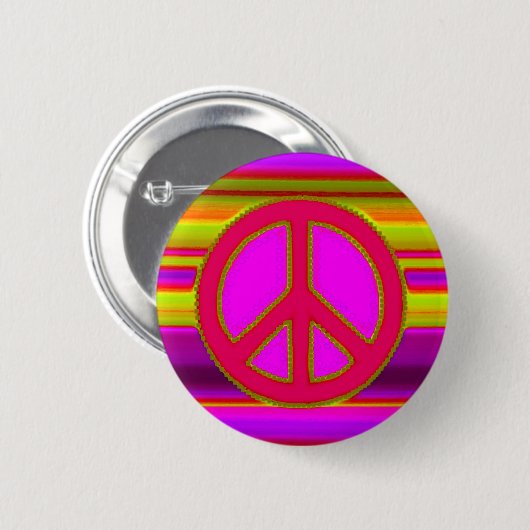 Rosa Fraktal und Friedenszeichen Button (Vorne & Hinten)
