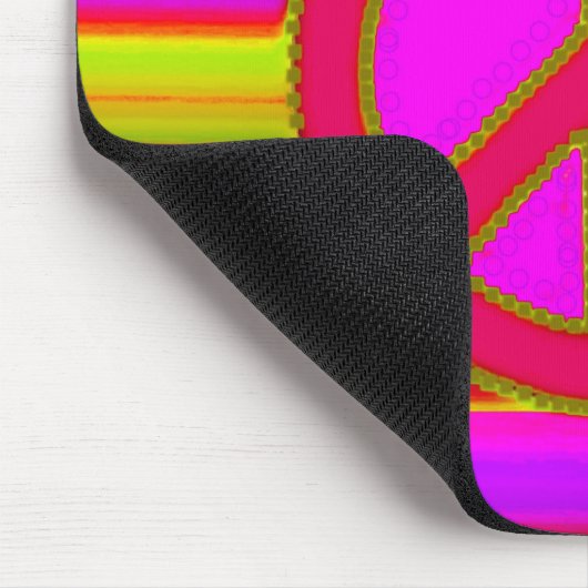 Rosa Fraktal und Friedenszeichen Mousepad (Ecke)