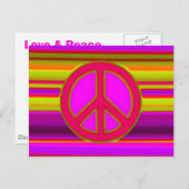 Rosa Fraktal und Friedenszeichen Postkarte (Vorne/Hinten)