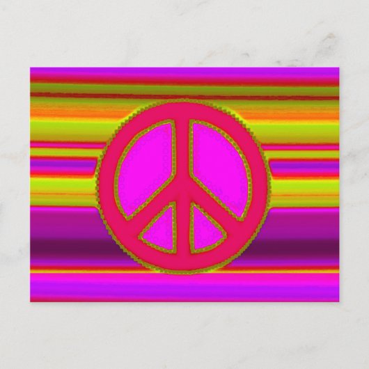 Rosa Fraktal und Friedenszeichen Postkarte (Vorderseite)