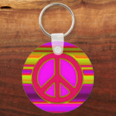 Rosa Fraktal und Friedenszeichen Schlüsselanhänger (Vorderseite)