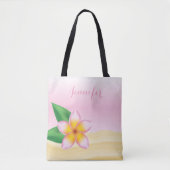 Rosa Frangipani-Blume mit Personalisiertem Namen Tasche (Vorderseite)