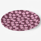 Rosa Frangipani-Blume Nahtloses Muster Pappteller (Schrägansicht)