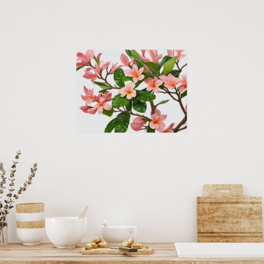 Rosa Frangipani-Blume Poster (Küche)