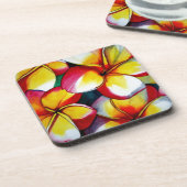 Rosa Frangipani-Blume-Untersetzer Getränkeuntersetzer (Linke Seite)