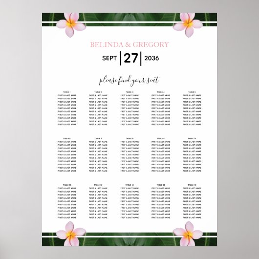 Rosa Frangipani Plumeria Hochzeitskarte Poster (Vorne)