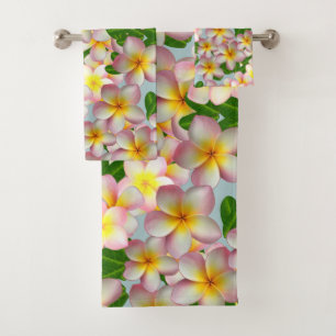 Rosa Frangipani-Plumerien-Blumen-Badehandtuch-Set Badhandtuch Set