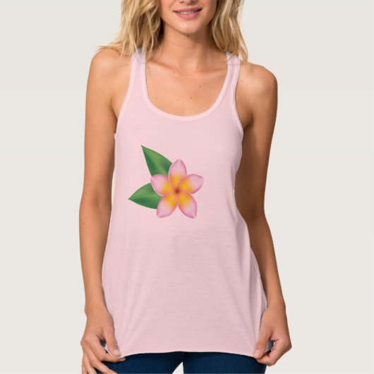 Rosa Frangipani Tropische Blume Illustration Tank Top (Vorderseite)