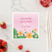 Rosa Frangipani und grüne Blätter Tropische Hochze Serviette (Beispiel)