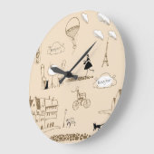 Rosa Französisch: Chic Muster Design. Große Wanduhr (Winkel)