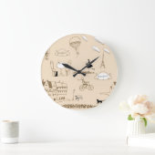 Rosa Französisch: Chic Muster Design. Große Wanduhr (Zuhause)