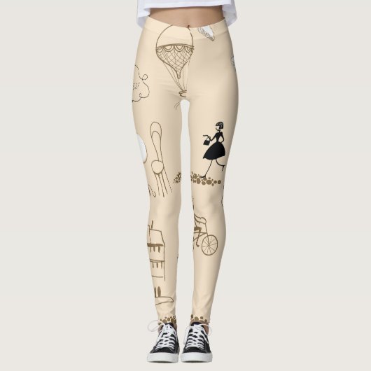 Rosa Französisch: Chic Muster Design. Leggings (Vorderseite)