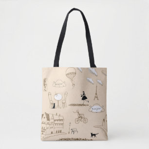 Rosa Französisch: Chic Muster Design. Tasche