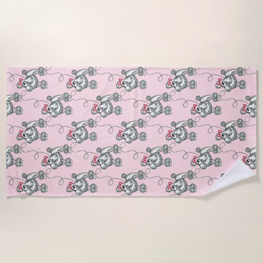 Rosa Französisch Poodle Beach Pool Handtuch Urlaub (Vorderseite)