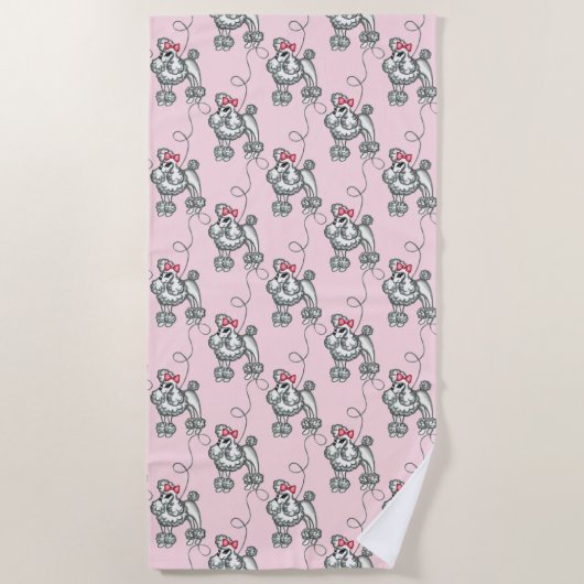 Rosa Französisch Poodle Beach Pool Handtuch Urlaub (Vorderseite)