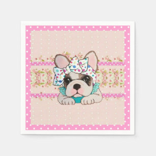Rosa französische Bulldoggen-Servietten Serviette