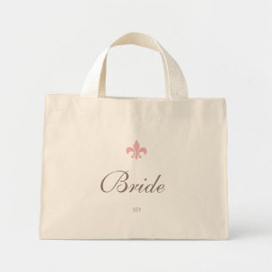 Rosa Französische Lilie Bride Initial Monogram Mini Stoffbeutel